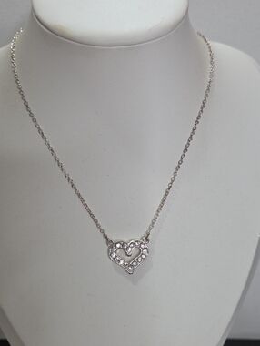 Women's Rhinestone Heart Silver Chain Pendant Necklace Fashion Jewelry Love